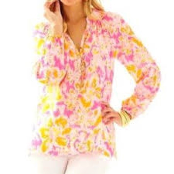 Lilly Pulitzer Tops - NWOT Lilly Pulitzer Elsa Silk Top Oh La La